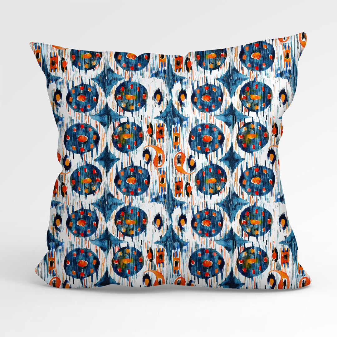 Blue Circle Ikat Fabric