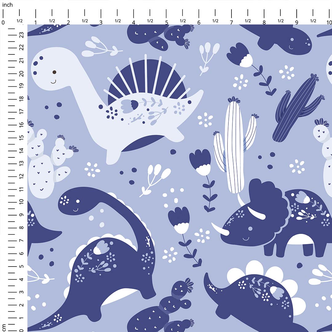 Blue Dinos Fabric