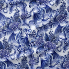 Blue Floral Dragons Fabric