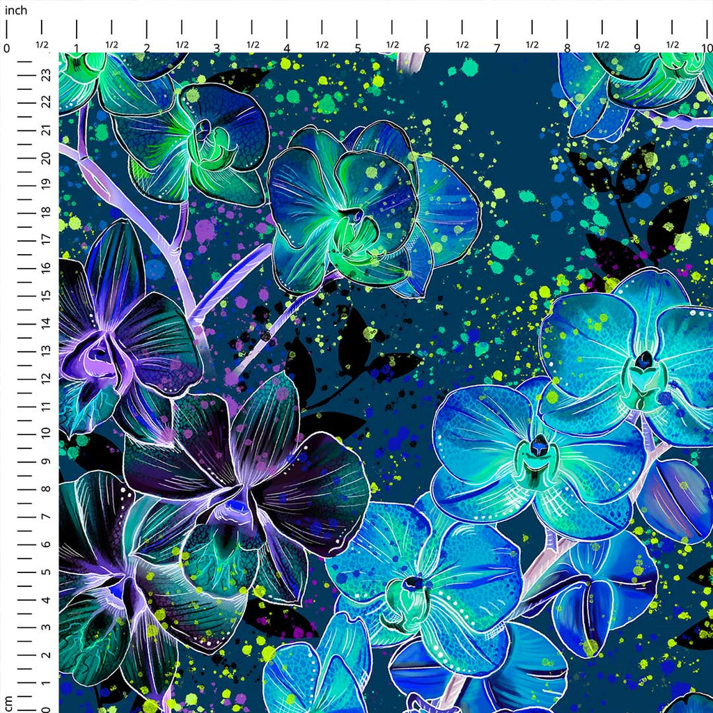 Blue Orchids Fabric