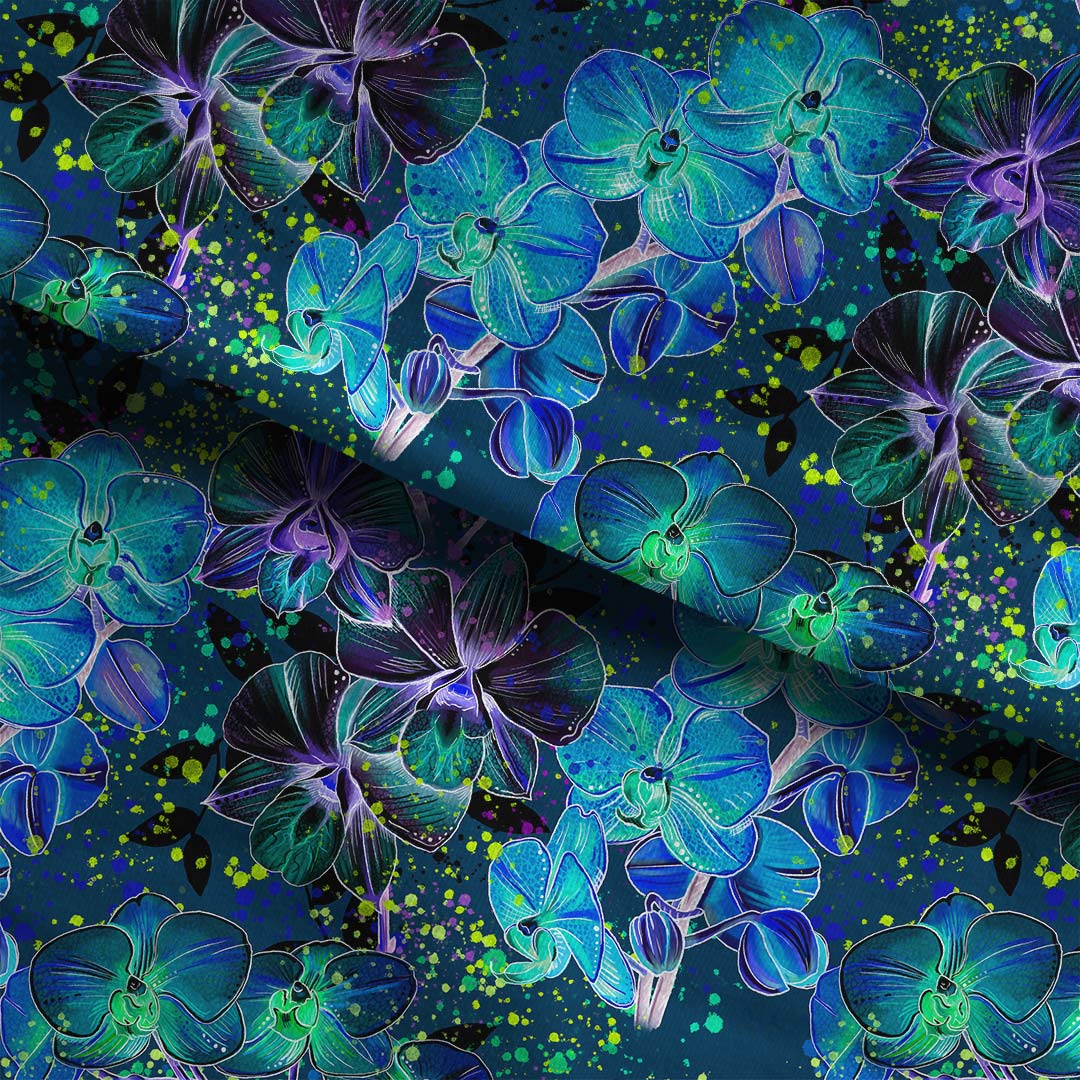 Blue Orchids Fabric