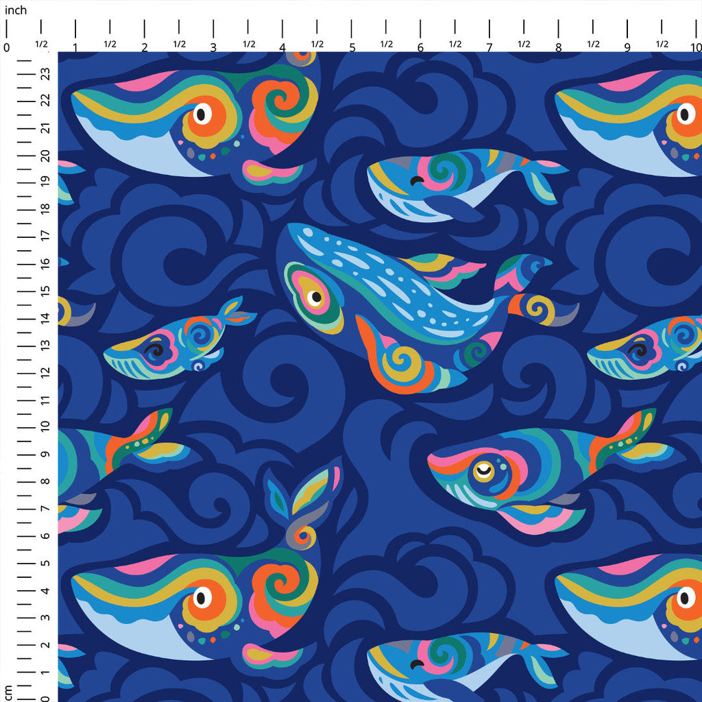 Blue Whales Fabric