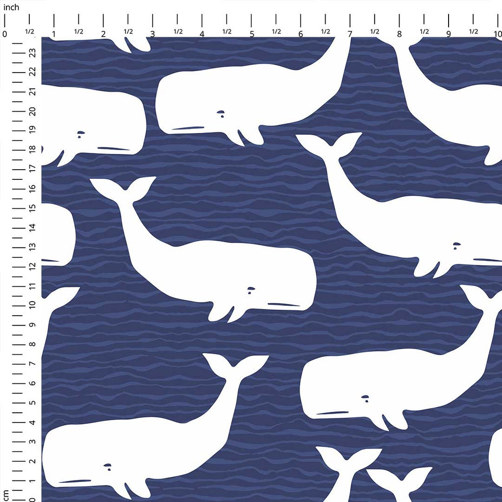 Blue Whales Fabric