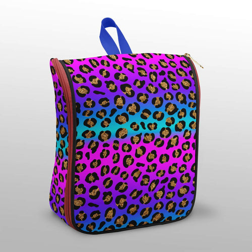 Blue and Pink Ombre Leopard Fabric