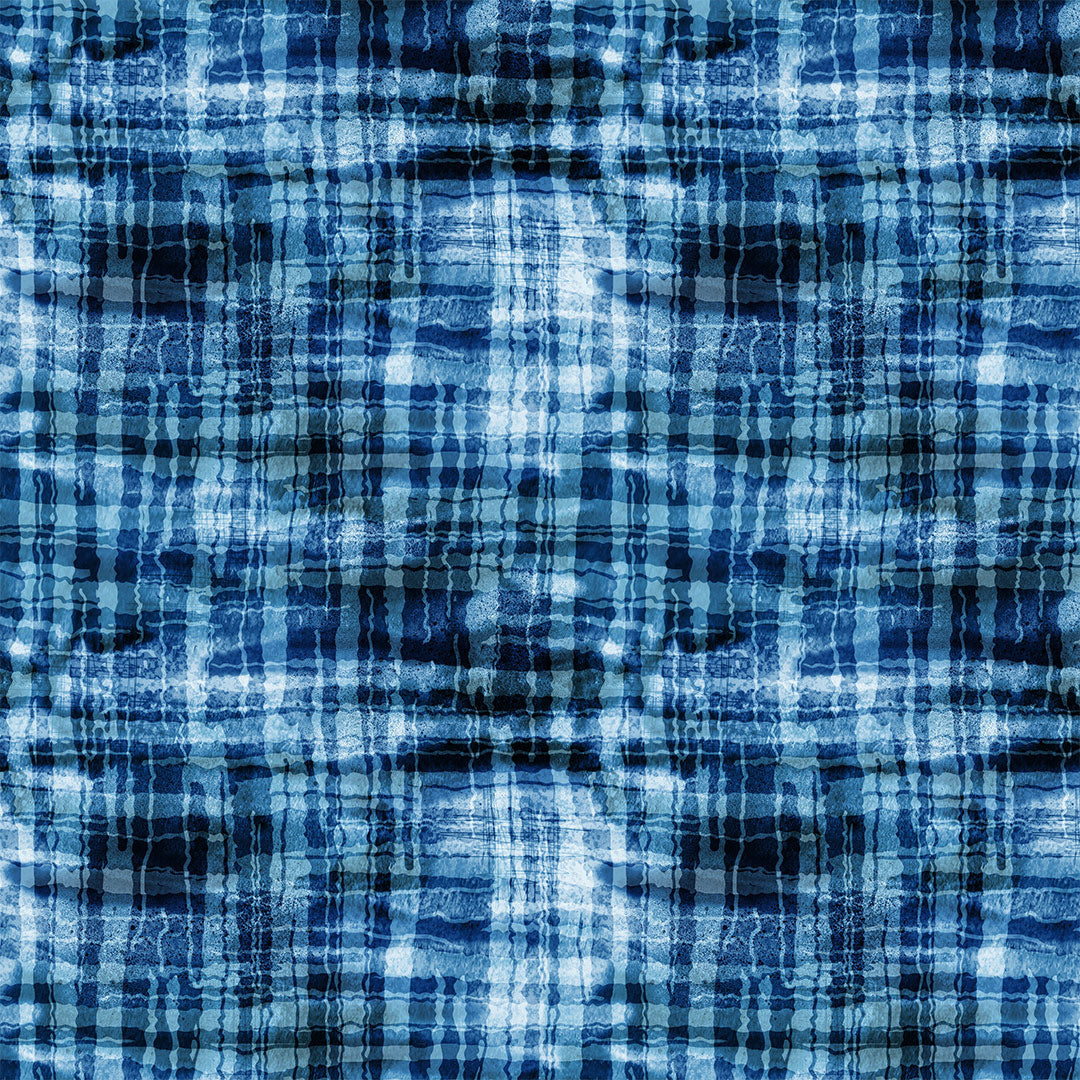 Blue Abstract Checks Fabric