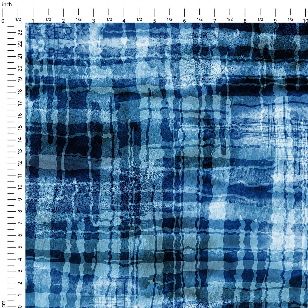 Blue Abstract Checks Fabric