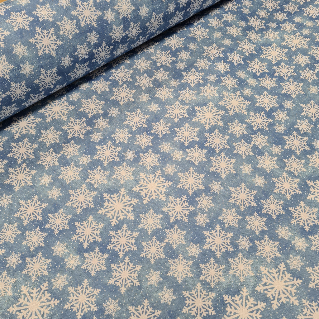 Blue Snowflakes Fabric