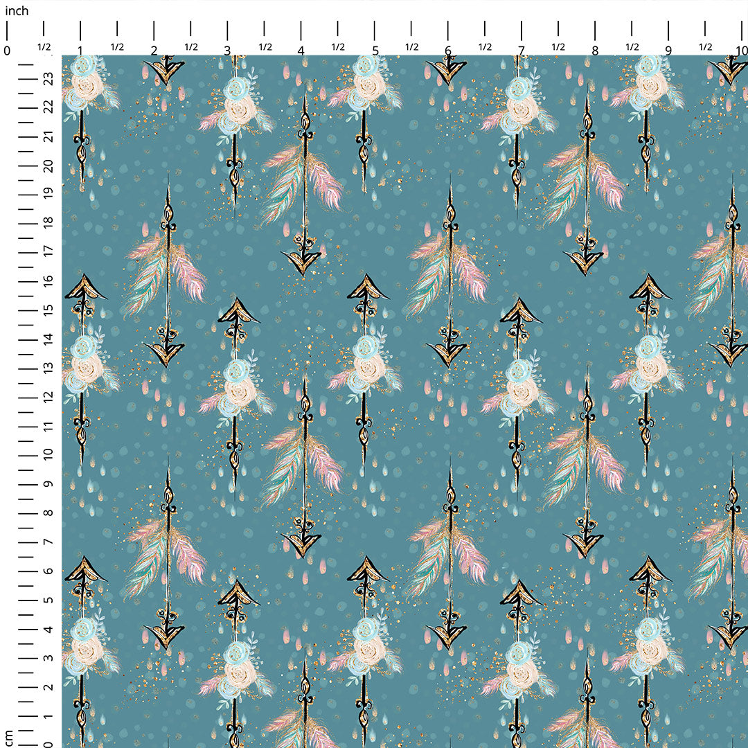 Boho Arrows Teal Fabric
