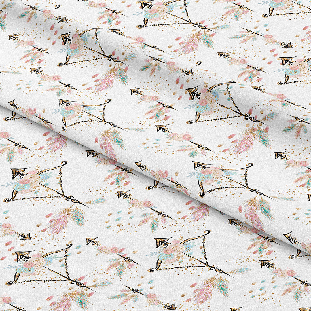 Boho Arrows White Fabric