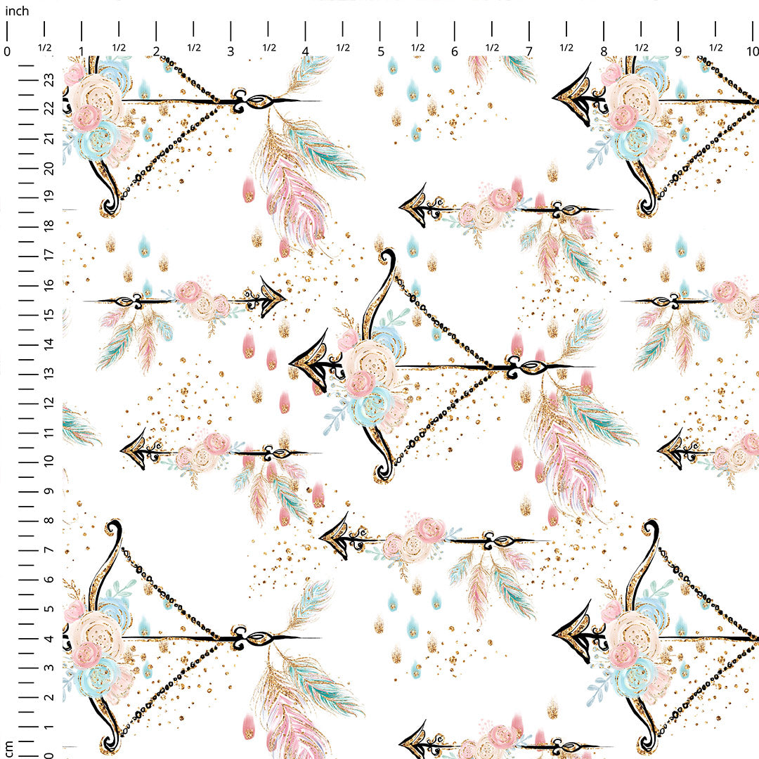 Boho Arrows White Fabric