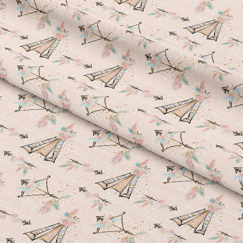 Boho Tipi Beige Fabric