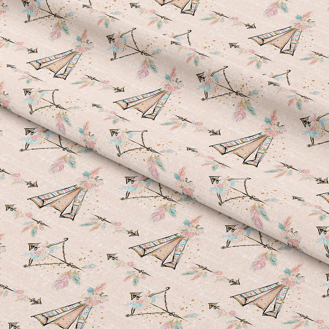 Boho Tipi Beige Fabric