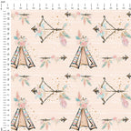 Boho Tipi Beige Fabric