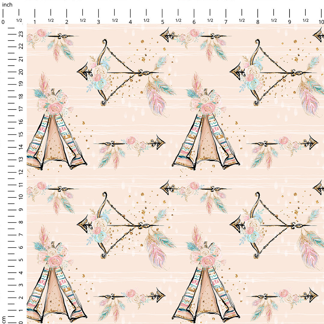 Boho Tipi Beige Fabric