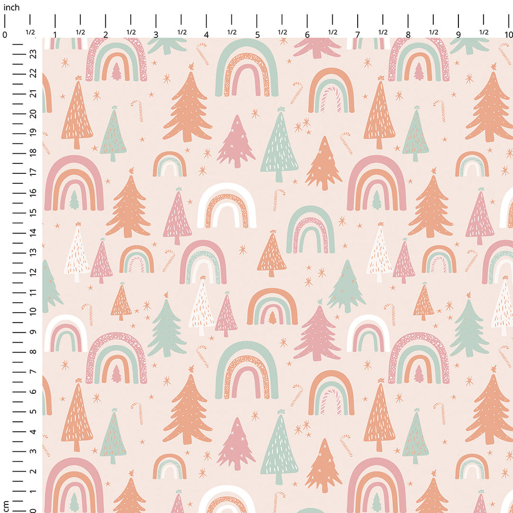 Boho Christmas Rainbows Fabric
