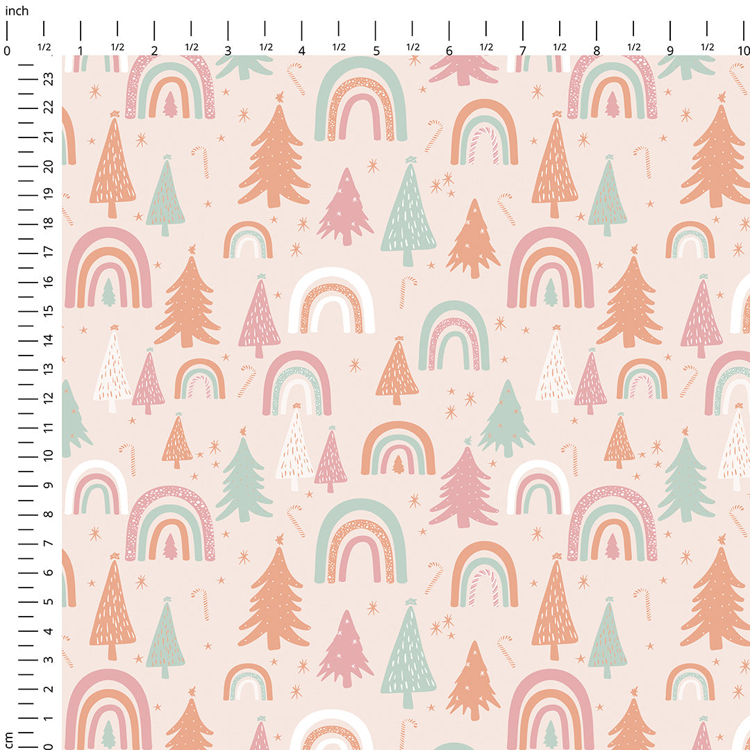 Boho Christmas Rainbows Fabric