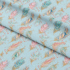 Boho Feathers Blue Fabric