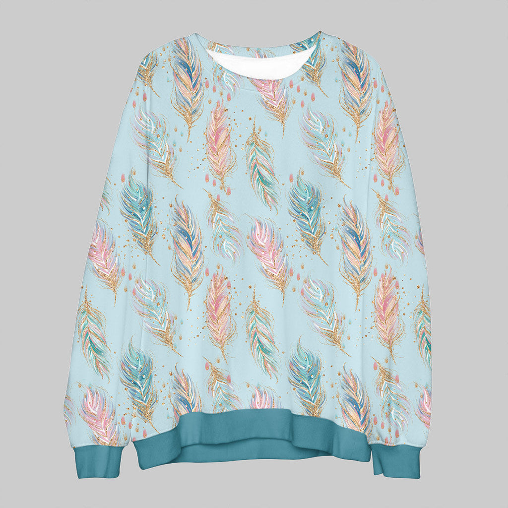 Boho Feathers Blue Fabric