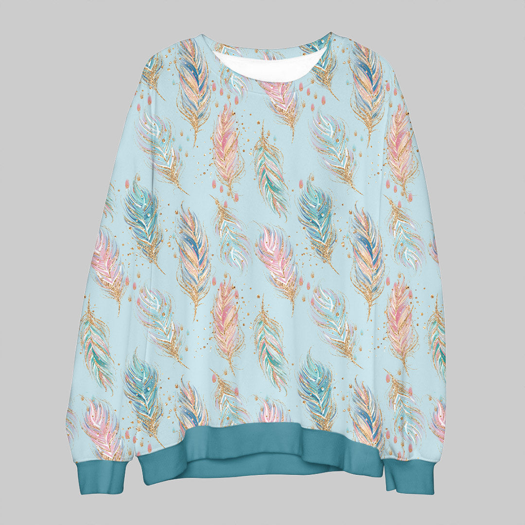 Boho Feathers Blue Fabric