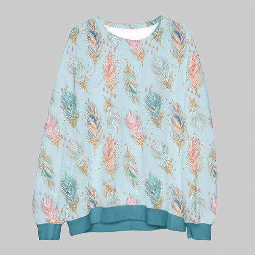 Boho Feathers Blue Fabric