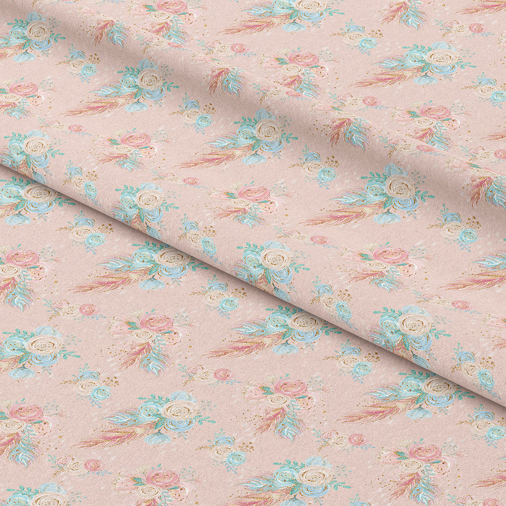 Boho Pink Roses Fabric