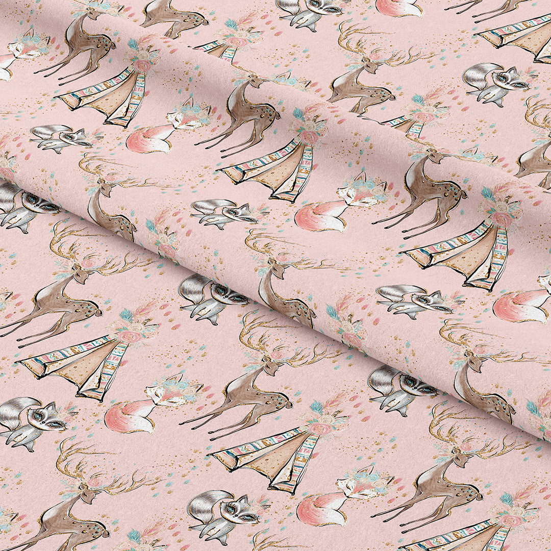 Boho Woodland Pink Fabric