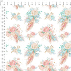 Boho Roses White Fabric