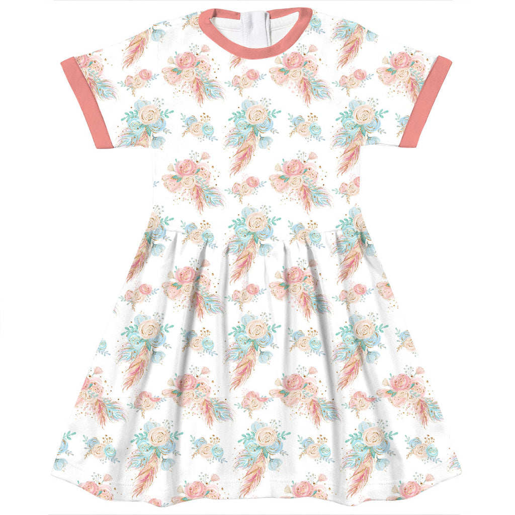 Boho Roses White Fabric