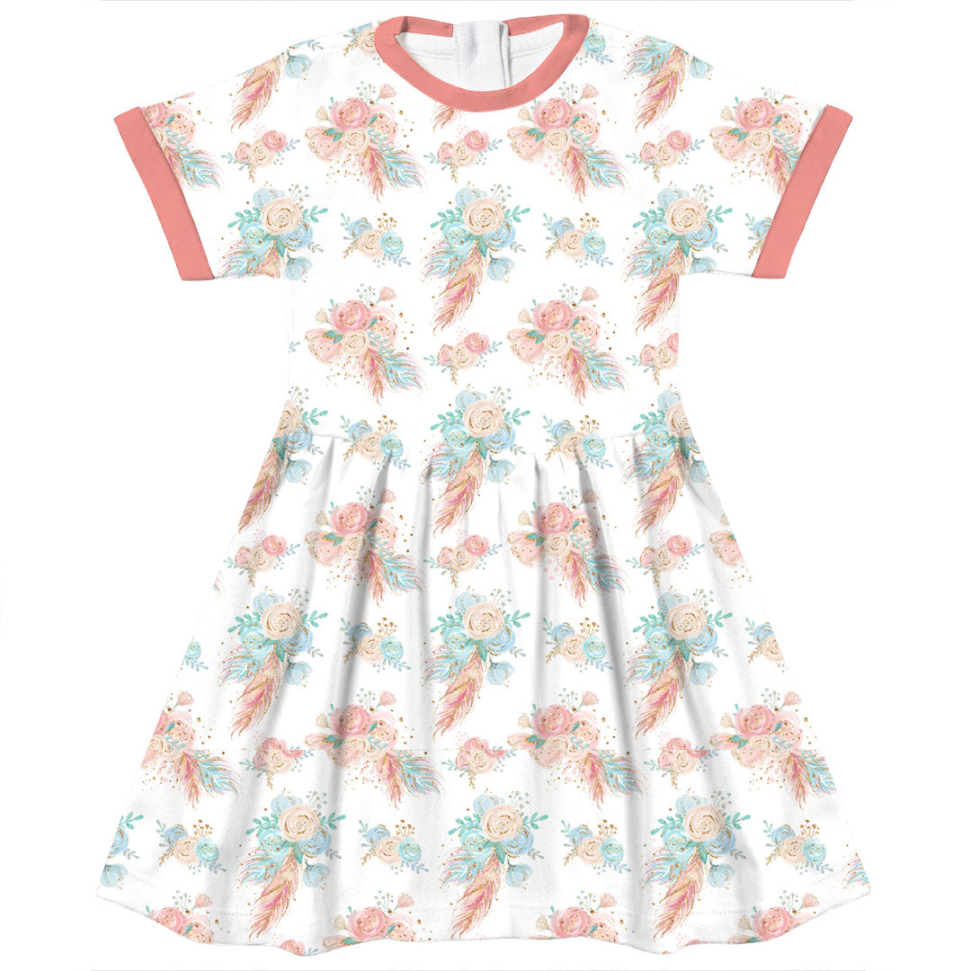 Boho Roses White Fabric