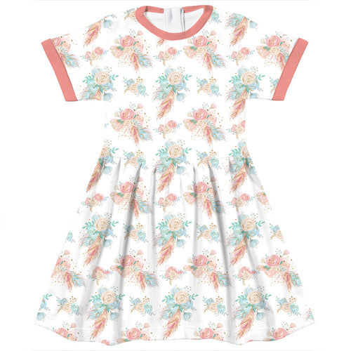 Boho Roses White Fabric
