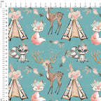 Boho Woodland Teal Fabric