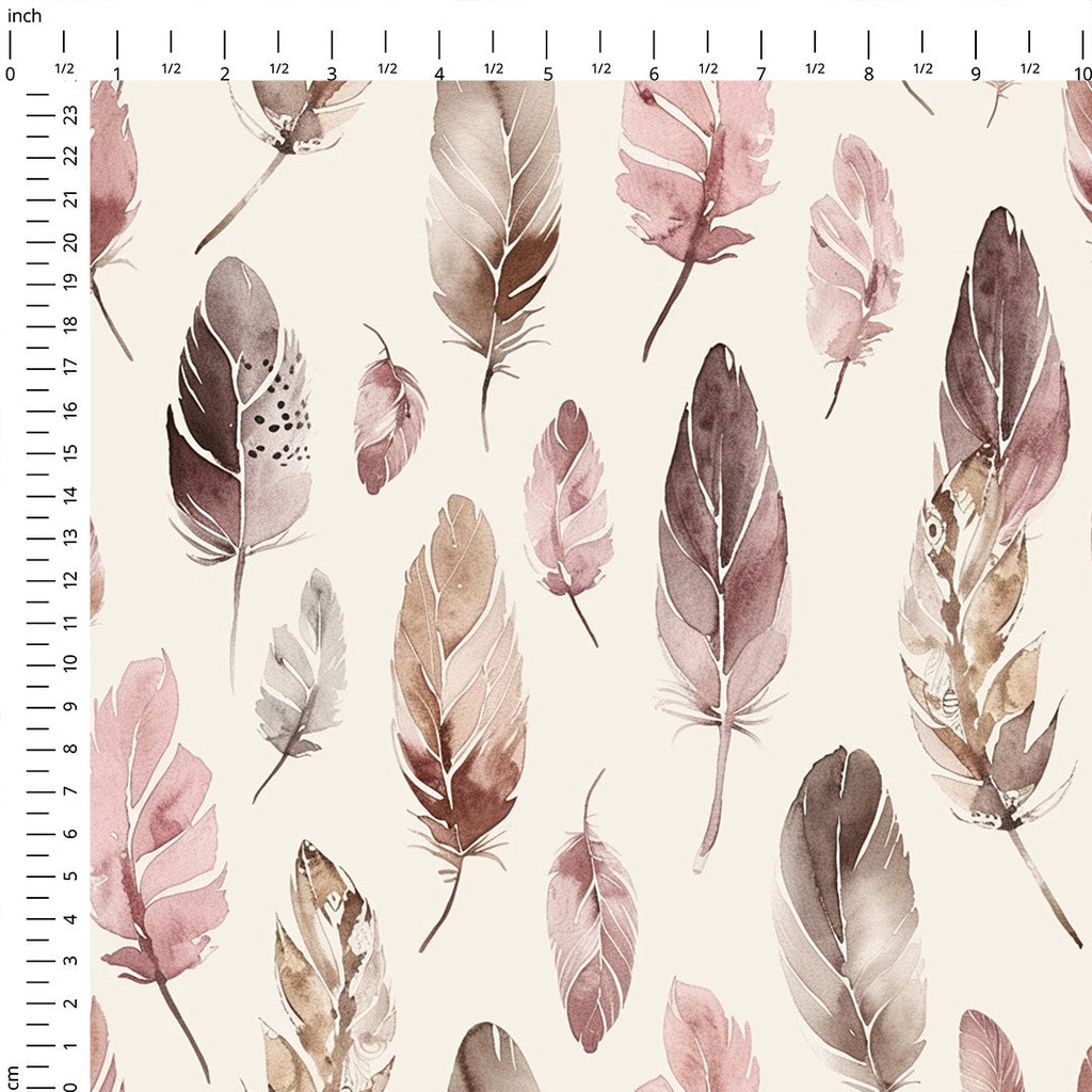 Boho Wild West Feathers Fabric
