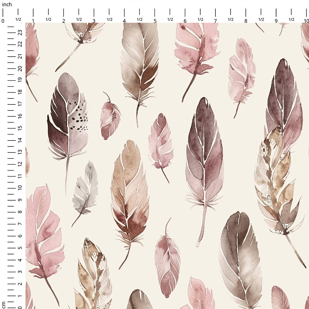 Boho Wild West Feathers Fabric