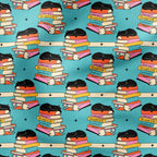 Bookish Cat Blue Fabric