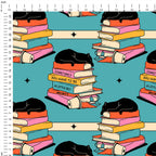 Bookish Cat Blue Fabric