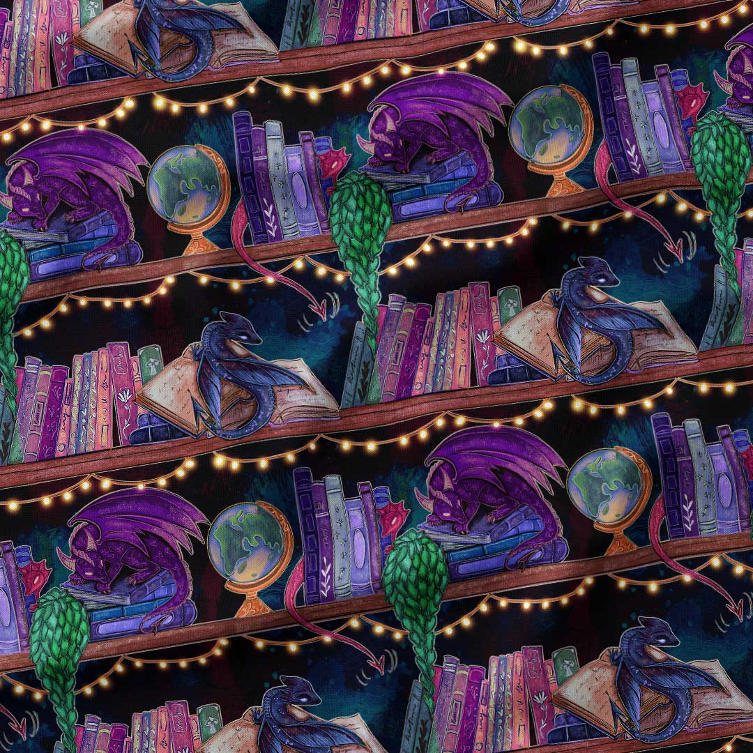 Books and Dragons Fabric