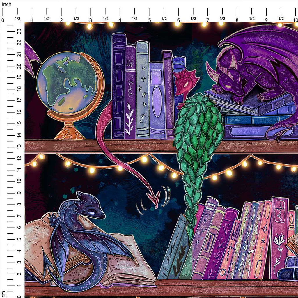 Books and Dragons Fabric