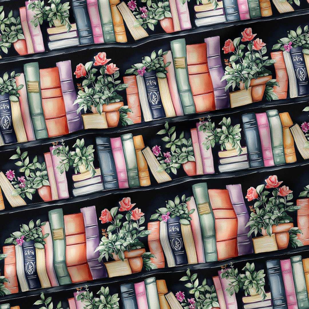 Books and Plants Fabric