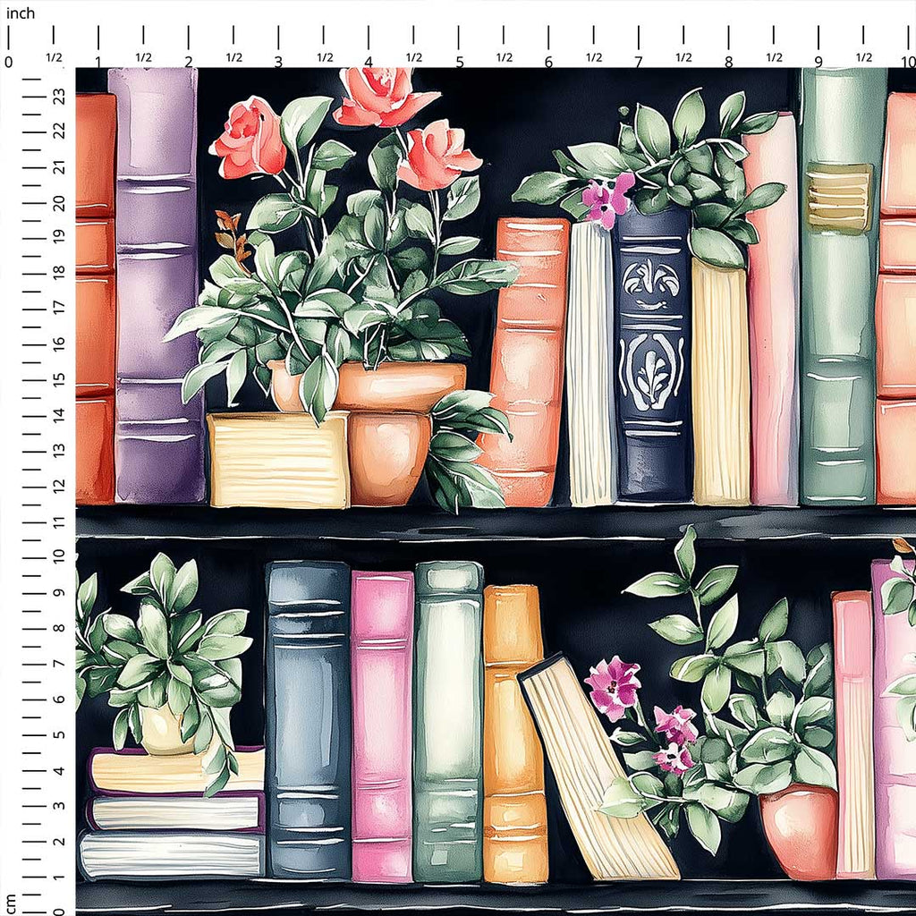 Books and Plants Fabric
