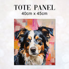 TOTE Border Collie Dog Painting Fabric Bag Panel TP-125