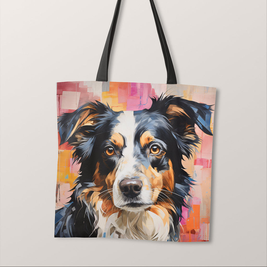 TOTE Border Collie Dog Painting Fabric Bag Panel TP-125