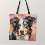 TOTE Border Collie Dog Painting Fabric Bag Panel TP-125