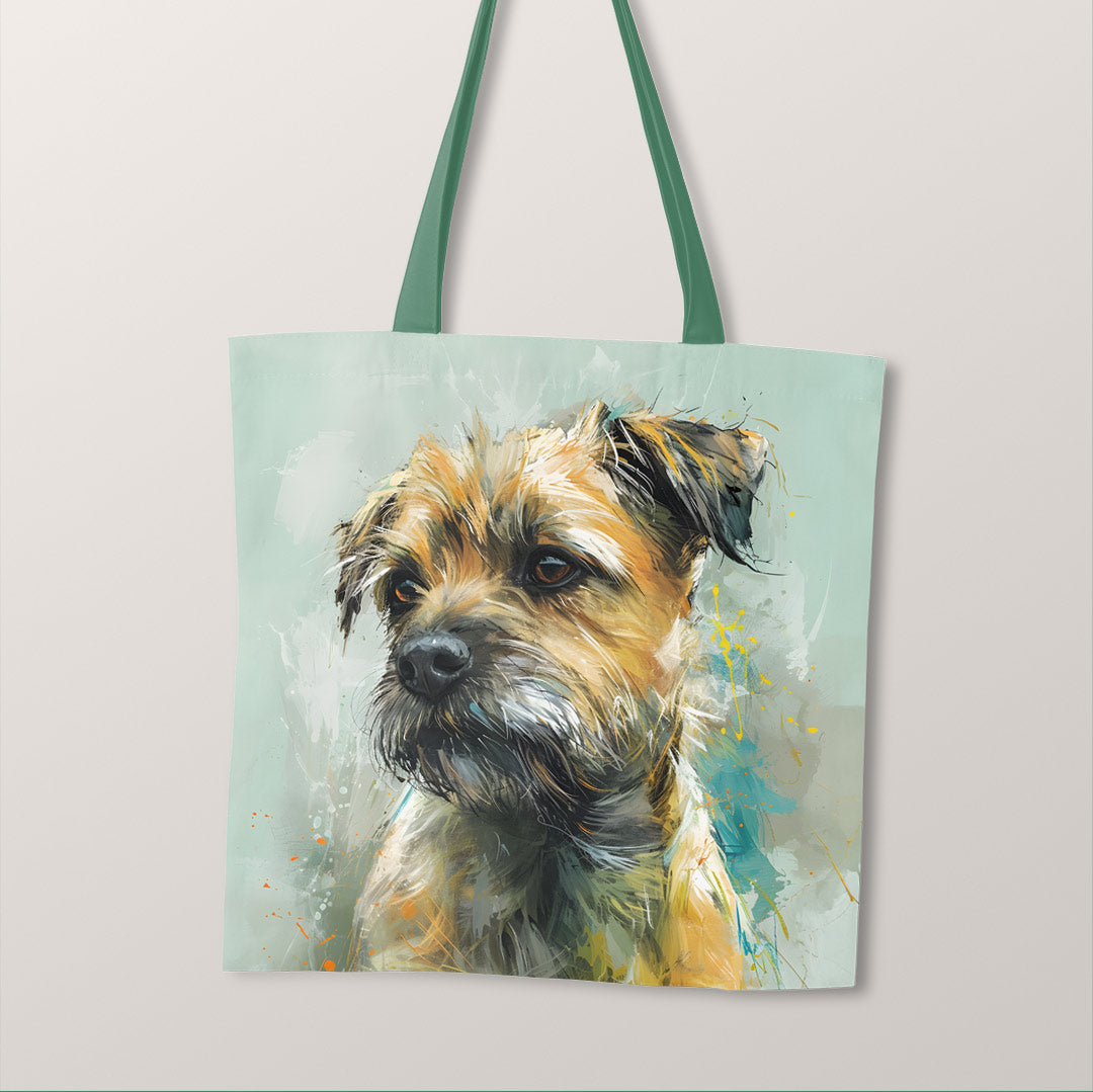 TOTE Border Terrier Mint Fabric Bag Panel TP-155