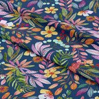 Autumn Floral Blue Fabric