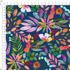 Autumn Floral Blue Fabric