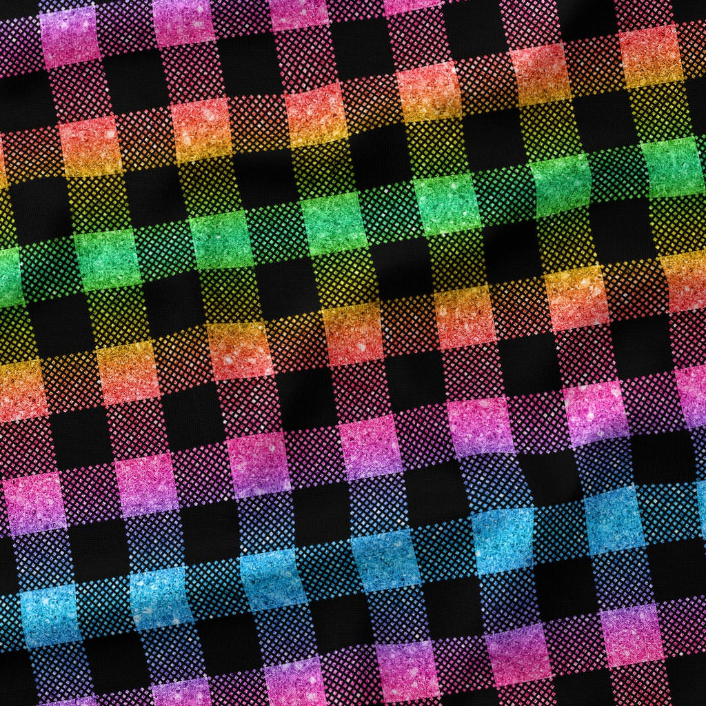 Bright Summer Rainbow Checks Fabric 1457