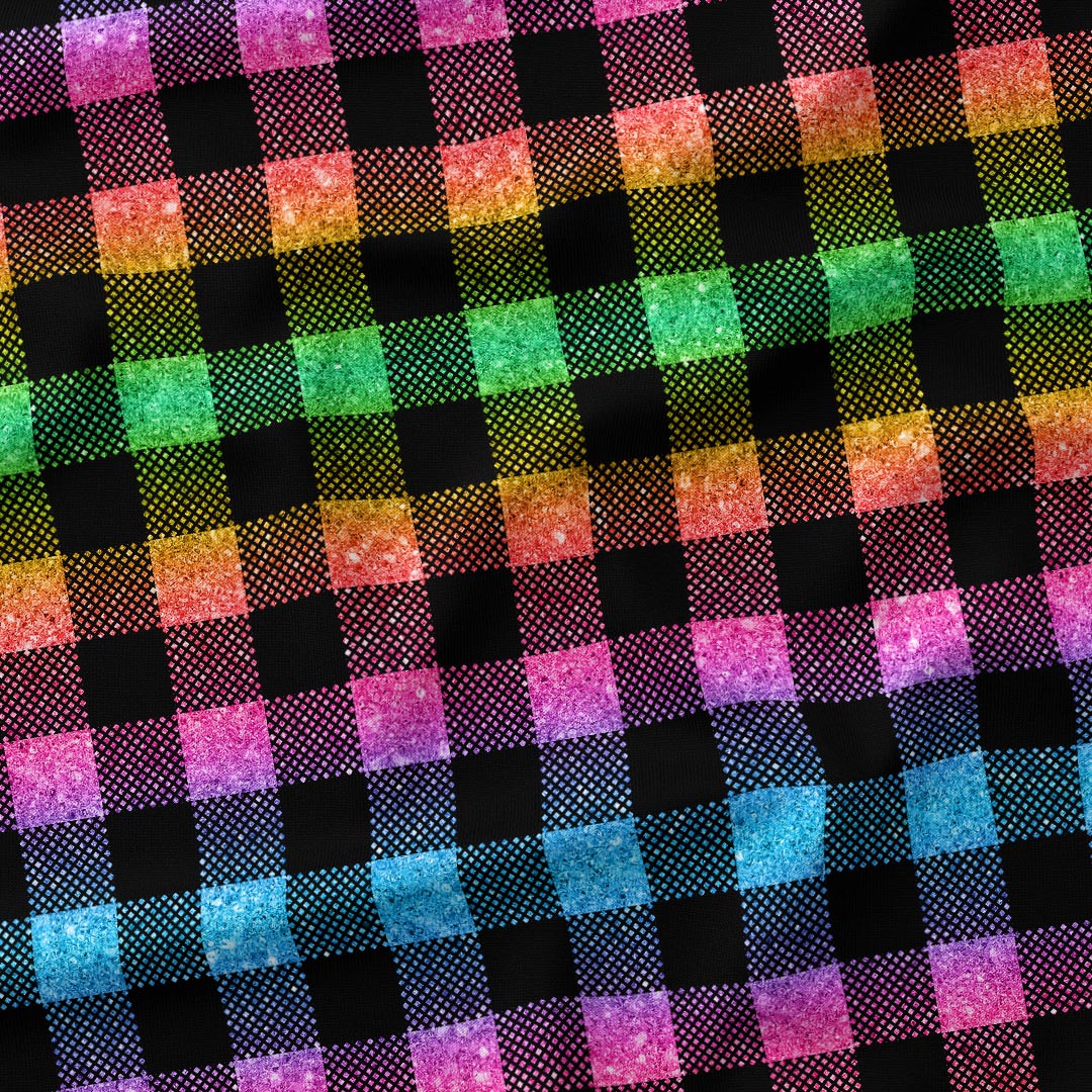 Bright Summer Rainbow Checks Fabric 1457