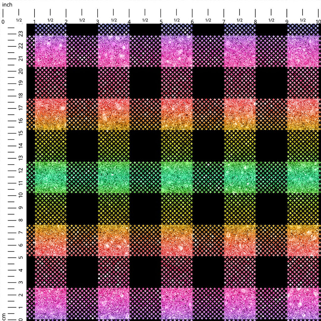 Bright Summer Rainbow Checks Fabric 1457