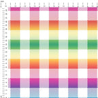 Bright Summer Rainbow White Checks Fabric 1458