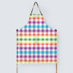 Bright Summer Rainbow White Checks Fabric 1458